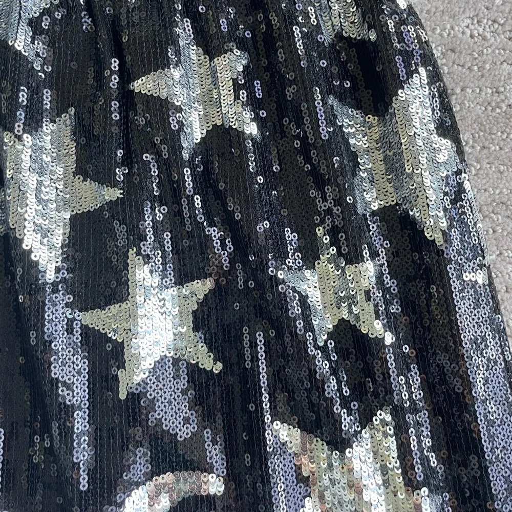 Black and Silver Moons and Stars Sequin Skirt - Picture 2 of 6